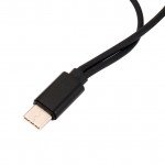 Wholesale Short Type-C USB Charging Cable and 3.5mm Jack AUX Headphone Audio Adapter Dongle 9.5in (Black)